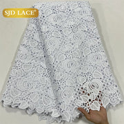 SJD LACE White Guipure Cord Lace Fabric with Sequins 2026 High Quality Lace Material Bridal For Nigerian Wedding Dress A3036