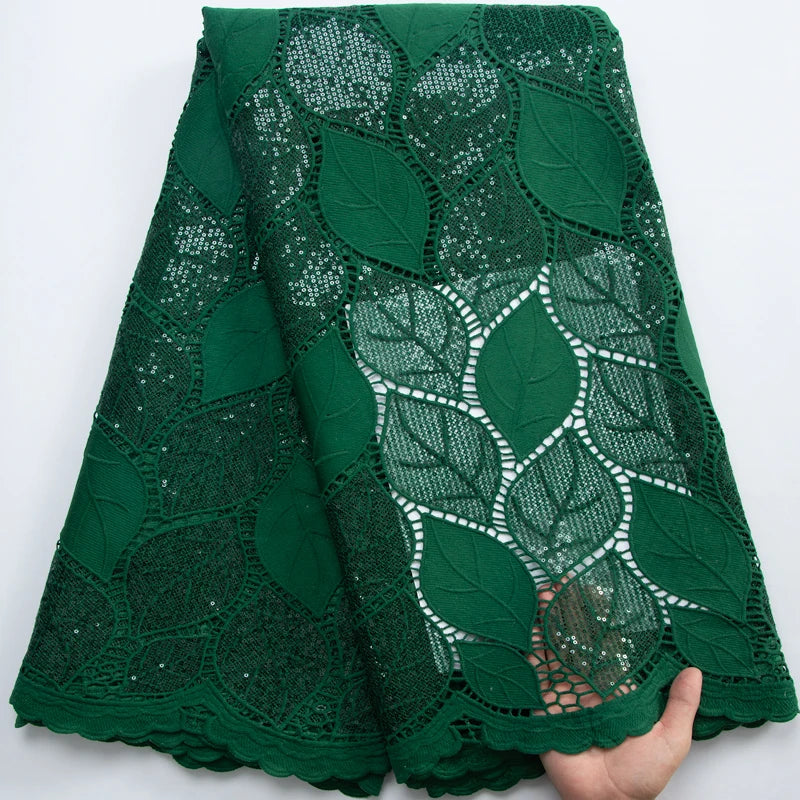 SJD White Guipure Cord Lace Fabric with Sequins 2025 High Quality African Water Souble Lace Fabric for Women Party Dresses Sew