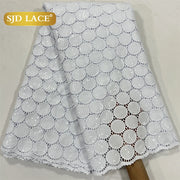 SJD LACE White Guipure Cord Lace Fabric with Sequins 2026 High Quality Lace Material Bridal For Nigerian Wedding Dress A3036