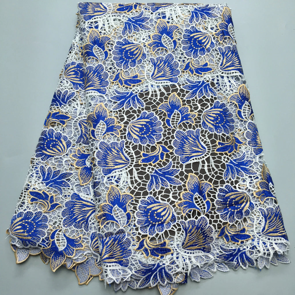 SJD White Guipure Cord Lace Fabric with Sequins 2025 High Quality African Water Souble Lace Fabric for Women Party Dresses Sew