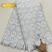 SJD LACE White Guipure Cord Lace Fabric with Sequins 2026 High Quality Lace Material Bridal For Nigerian Wedding Dress A3036