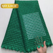 SJD White Guipure Cord Lace Fabric with Sequins 2025 High Quality African Water Souble Lace Fabric for Women Party Dresses Sew