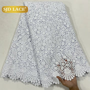 SJD LACE White Guipure Cord Lace Fabric with Sequins 2026 High Quality Lace Material Bridal For Nigerian Wedding Dress A3036