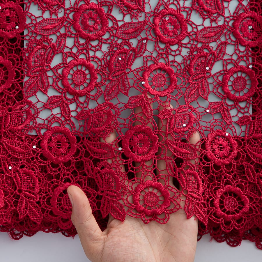 [codex-media-2] African Guipure Cord Lace Fabric with Sequins, Nigerian Water Soluble Lace Fabric for Sewing Wedding/Party/Prom Dresses image 3