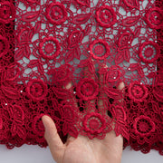 [codex-media-2] African Guipure Cord Lace Fabric with Sequins, Nigerian Water Soluble Lace Fabric for Sewing Wedding/Party/Prom Dresses image 3