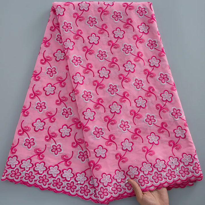 [codex-media-0] Swiss Voile Lace Fabric with Rhinestones | 5 Yards/pc African Cotton Lace Fabric image 1