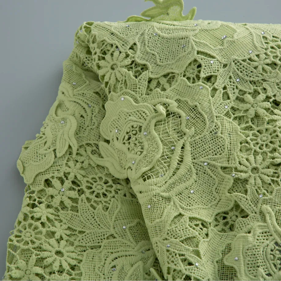 [codex-media-7] Pure Yellow Guipure Cord Lace Fabric 5 Yards | 4942 image 8
