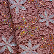 [codex-media-7] African Guipure Cord Lace Fabric with Sequins, Nigerian Water Soluble Lace Fabric for Sewing Wedding Party Dresses image 8