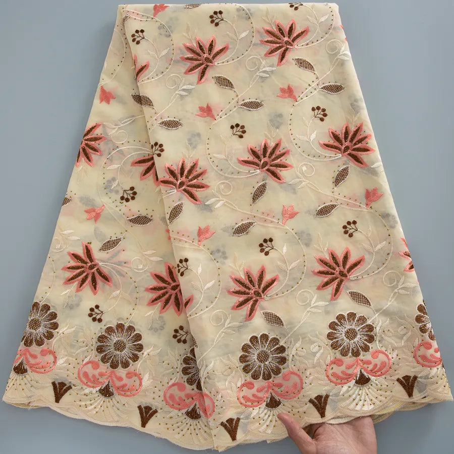 [codex-media-9] Swiss Voile Lace Fabric with Rhinestones | 5 Yards/pc African Cotton Lace Fabric image 10