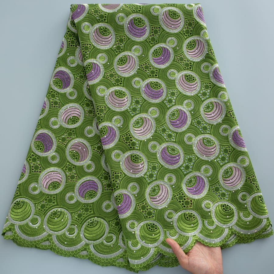 [codex-media-10] Swiss Voile Lace Fabric with Rhinestones | 5 Yards/pc African Cotton Lace Fabric image 11