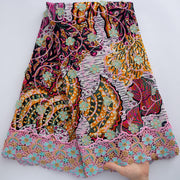 [codex-media-3] African Wax Lace Fabric, Nigerian Embroidery Lace Fabric for Sewing  Women Wedding/Party/Prom Dresses image 4