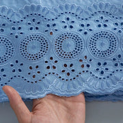 [codex-media-14] Navy Blue Embroidered Eyelet (Circular & Floral Cutout Motifs) Swiss Voile Lace Fabric 5 Yards | 4930 image 15