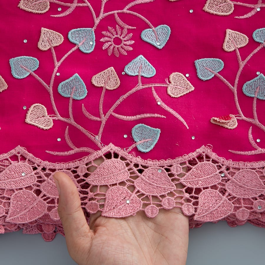 [codex-media-8] Swiss Voile Lace Fabric with Rhinestones, African Cotton 3D Embroidery Lace Fabric for Sewing Wedding Party/Prom Dresses image 9