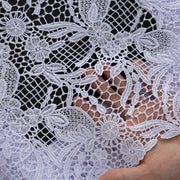 [codex-media-2] Pure African Guipure Cord Lace Fabric with Rhinestones, Nigerian Water Soluble Lace Fabric for Sewing Wedding Party Dresses image 3