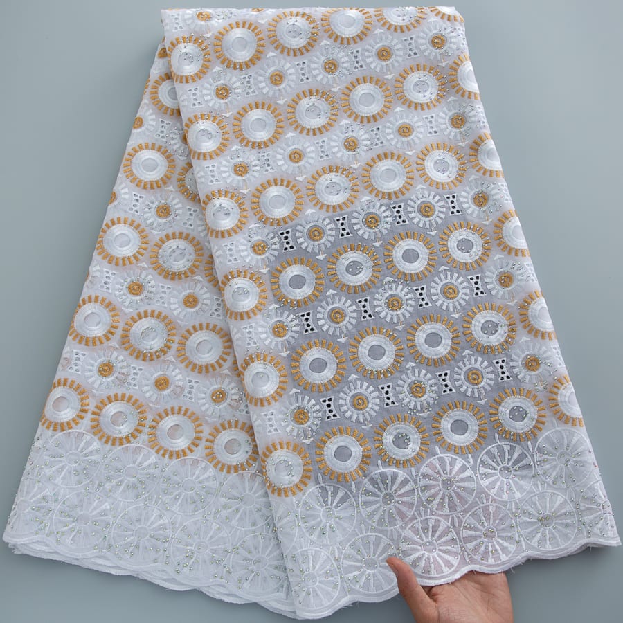 [codex-media-19] Swiss Voile Lace Fabric with Rhinestones | 5 Yards/pc African Cotton Lace Fabric image 20