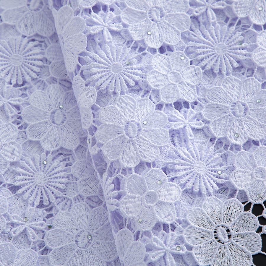 [codex-media-8] Afarican Guipure Cord Lace Fabric with Rhinestones, Nigerian Water Soluble Lace Fabric for Sewing Party Dresses image 9