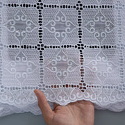 [codex-media-7] White Swiss Voile Lace Fabric Rhinestones 5 Yards | 4934 image 8