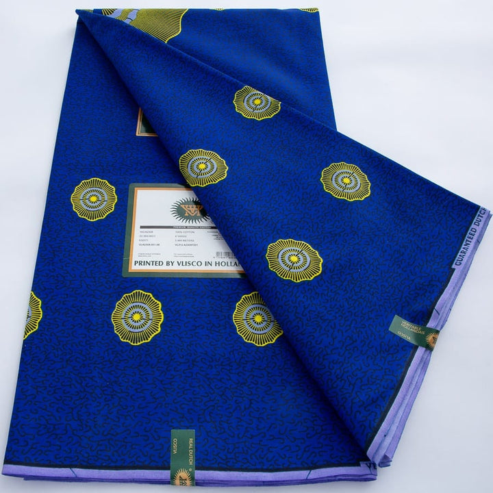 [codex-media-0] African Wax Print Fabric 100% Cotton - Golden Glitter Wax Cloth - Ankara Super Wax Fabric 5.49 meter Per Piece, 100% Cotton Nigerian Ghanaian Fashion - Soft Handmade Fabric for Women's Wedding Dresses, Party Gowns, and Sewing Materials image 1