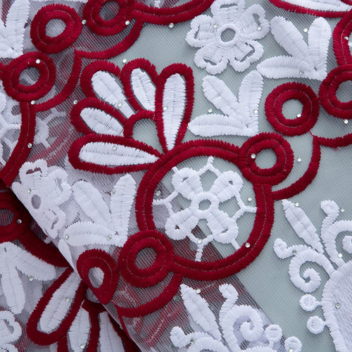 [codex-media-1] African Mesh Milk Silk Lace Fabric, French Net Lace Fabric with Sequins for Sewing Wedding/Party/Prom Dresses image 2
