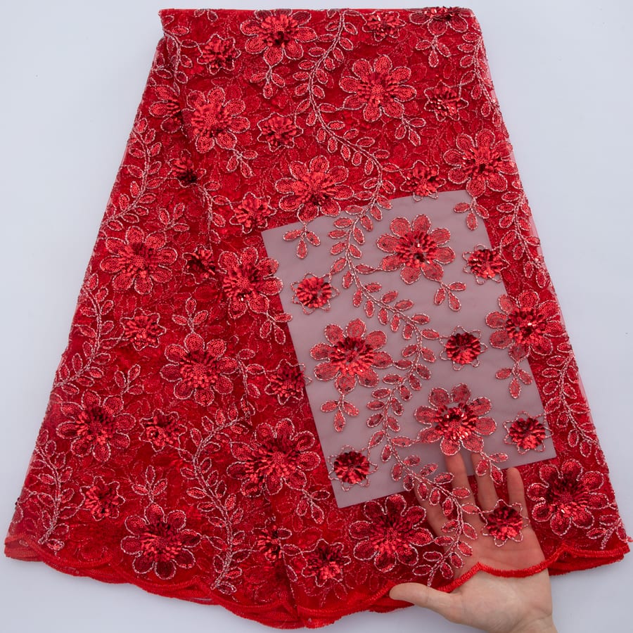 [codex-media-17] African Mesh Lace Fabric, French Net Lace Fabric with Sequins for Sewing Wedding/Party/Prom Dresses image 18