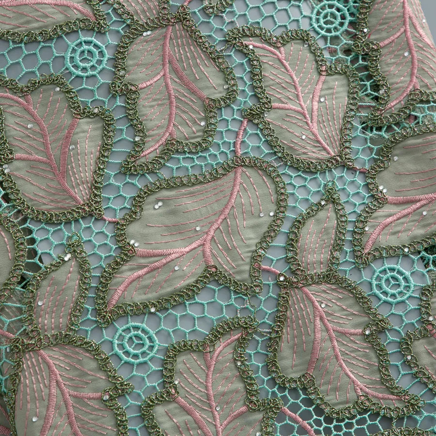[codex-media-12] Guipure Cord Lace Fabric with Rhinestones | 5 Yards/pc Nigerian Water Soluble Lace Fabric image 13