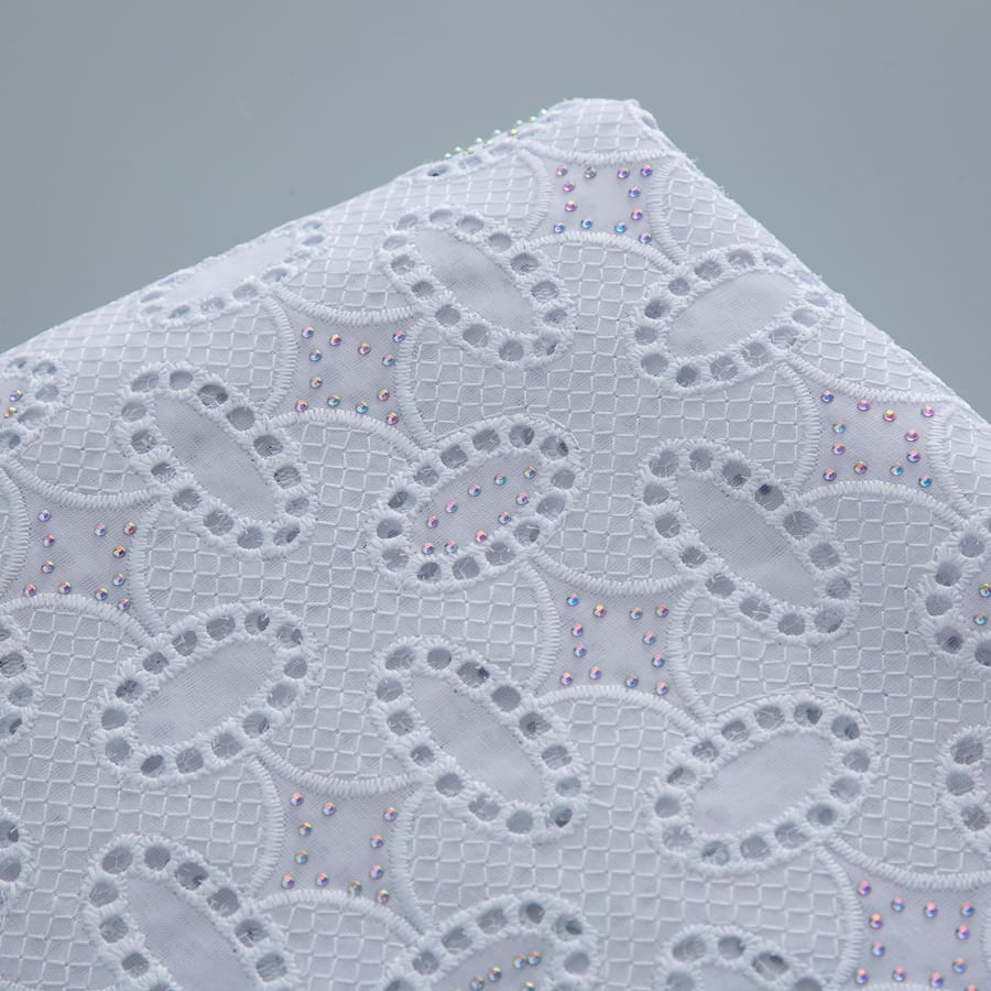 [codex-media-14] White Swiss Voile Lace Fabric with Rhinestones, African Cotton Lace Fabric for Sewing Wedding Party Dresses image 15