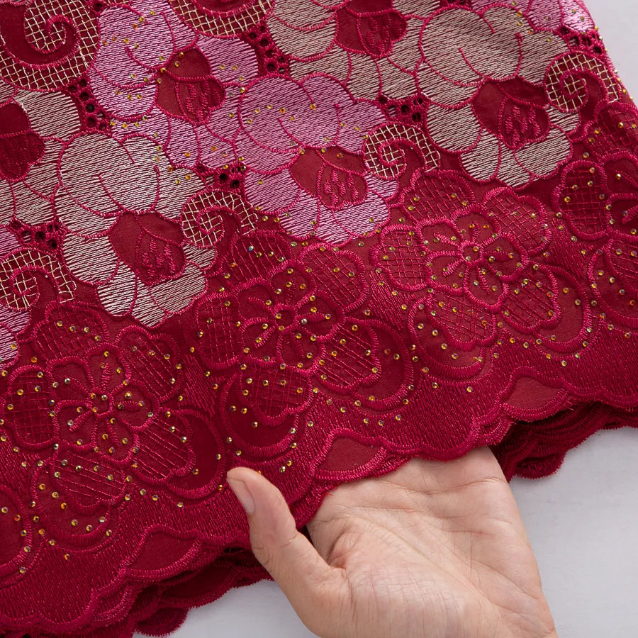 [codex-media-13] 5 Yards/pc Swiss Voile Lace Fabric with Rhinestones, African Cotton Lace Fabric for Sewing Women Wedding Party Dresses image 14