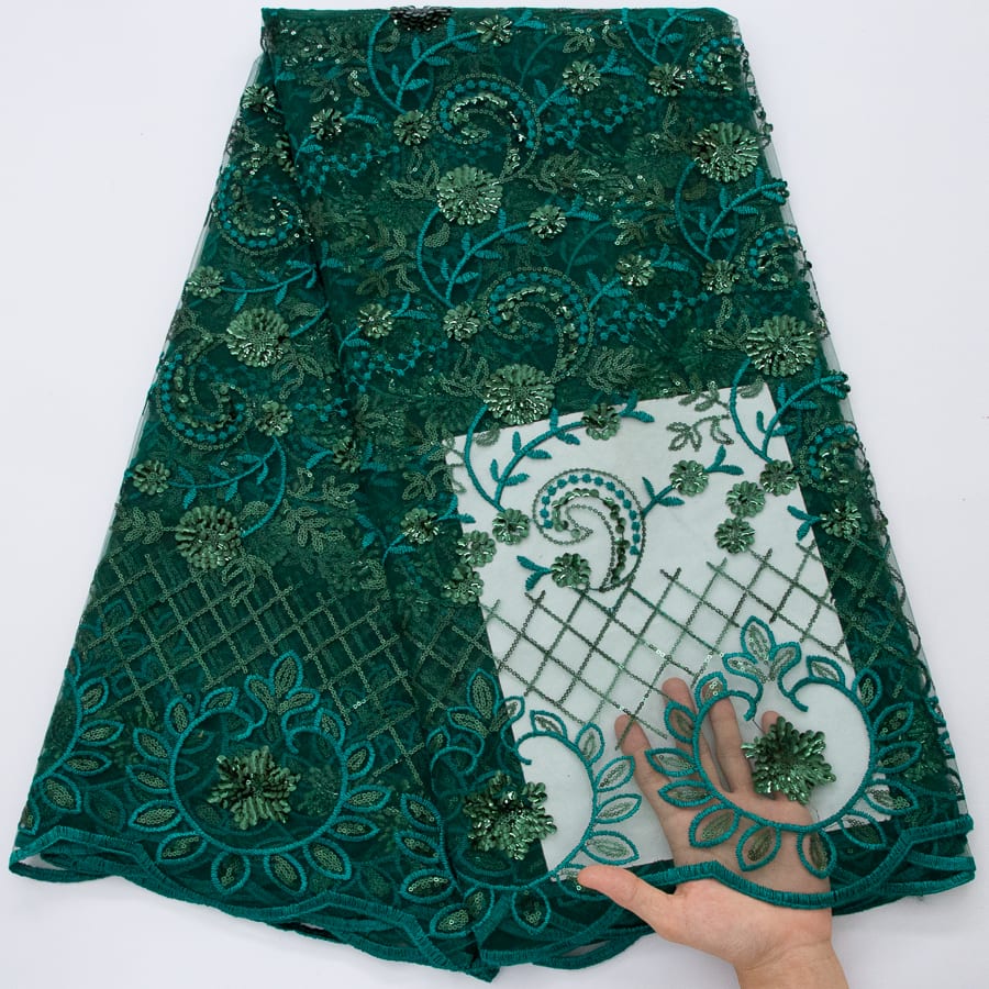[codex-media-18] African Mesh Lace Fabric, French Net Lace Fabric with Sequins for Sewing Wedding/Party/Prom Dresses image 19
