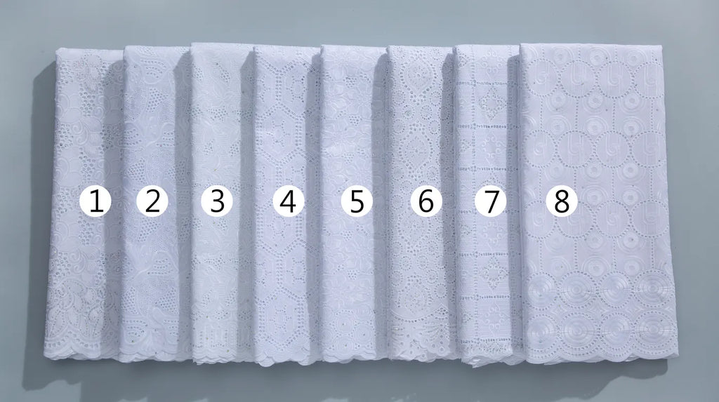 [codex-media-11] White Swiss Voile Lace Fabric Rhinestones 5 Yards | 4934 image 12