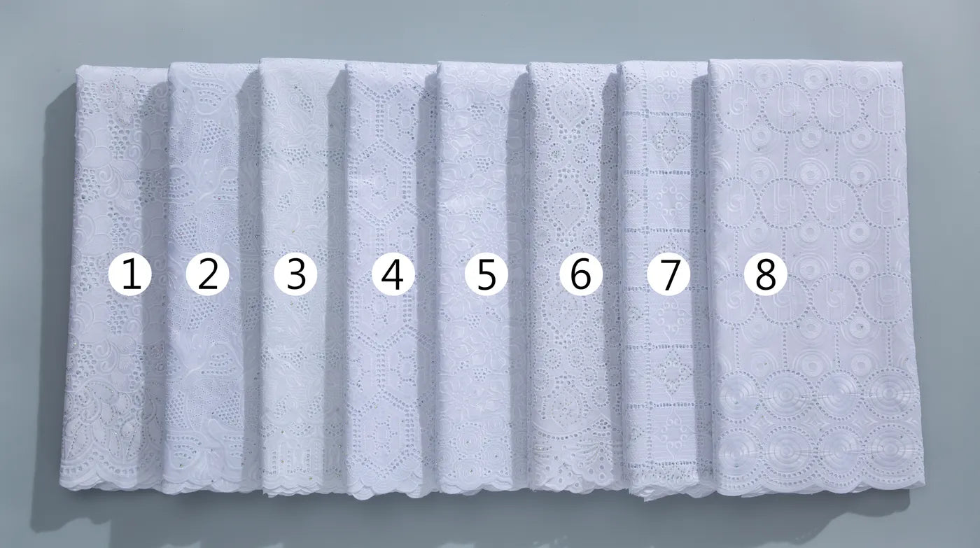 [codex-media-11] White Swiss Voile Lace Fabric Rhinestones 5 Yards | 4934 image 12