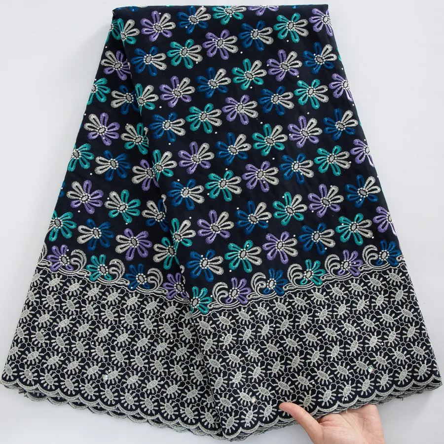 [codex-media-12] Swiss Voile Lace Fabric with Rhinestones | 5 Yards/pc African Cotton Lace Fabric image 13
