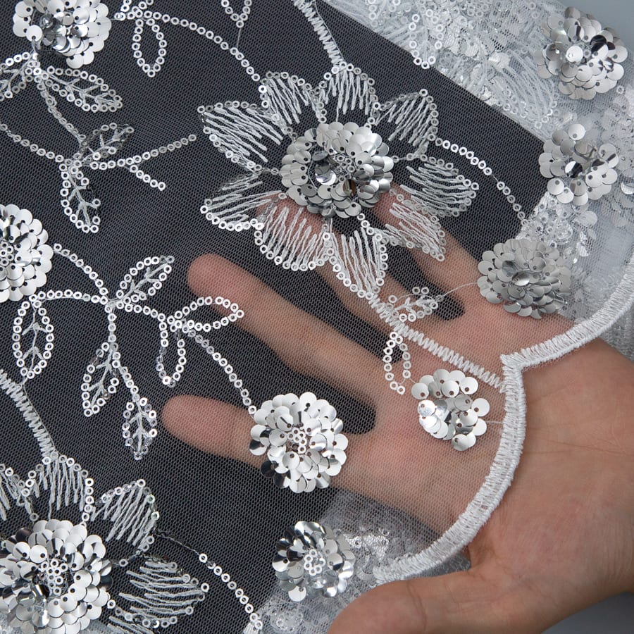 [codex-media-1] French Mesh Lace Fabric, African Net Lace Fabric with Sequins for Sewing Wedding/Party/Prom Dresses image 2