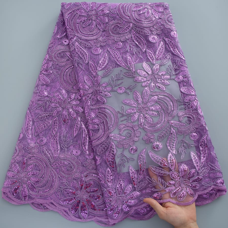 [codex-media-12] African Mesh Lace Fabric, French Net Lace Fabric with Sequins for Sewing Wedding/Party/Prom Dresses image 13