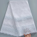[codex-media-3] Navy Blue Embroidered Eyelet (Circular & Floral Cutout Motifs) Swiss Voile Lace Fabric 5 Yards | 4930 image 4