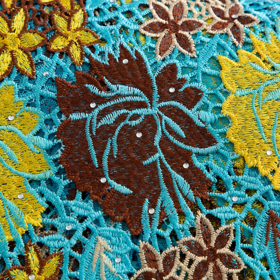 [codex-media-6] Guipure Cord Lace Fabric with Rhinestones | 5 Yards/pc Nigerian Water Soluble Lace Fabric image 7