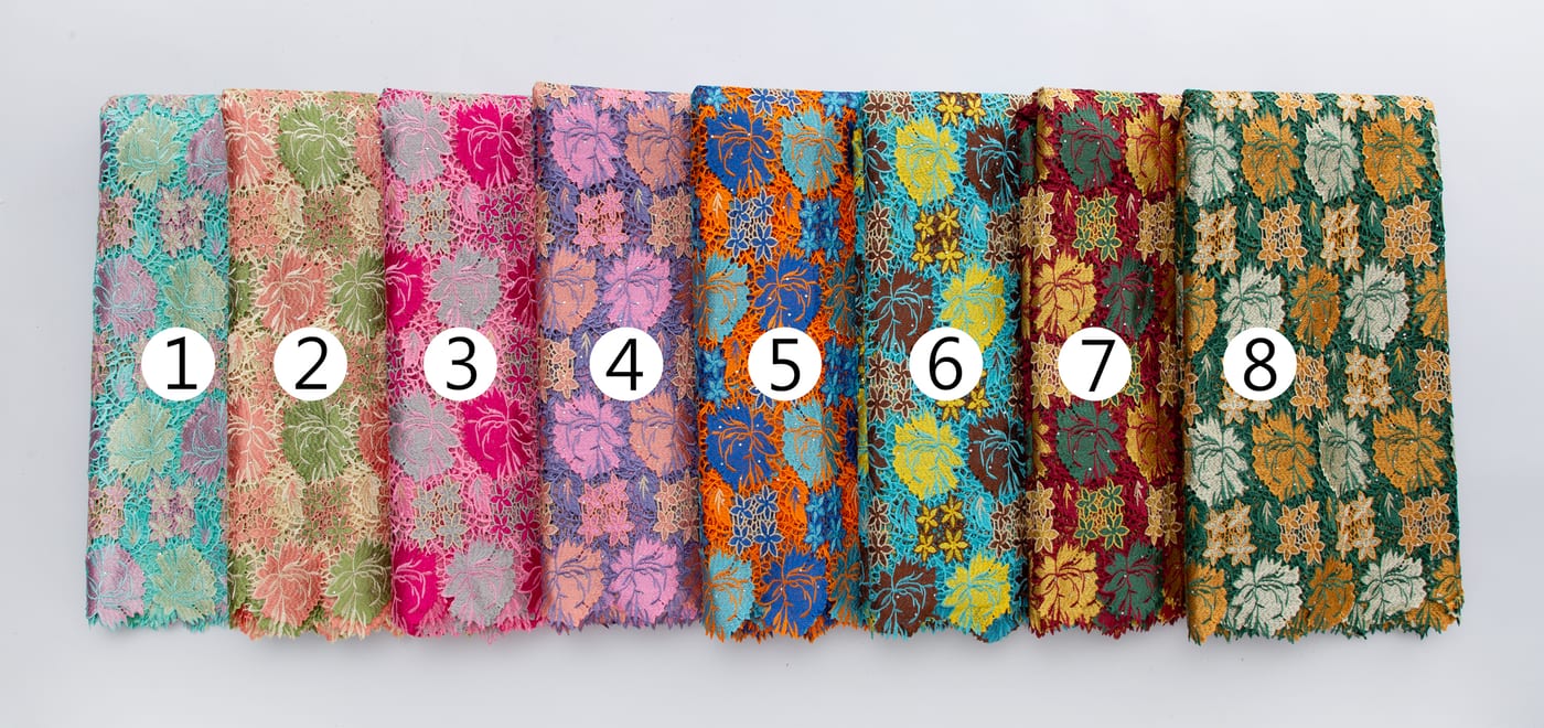 [codex-media-15] Guipure Cord Lace Fabric with Rhinestones | 5 Yards/pc Nigerian Water Soluble Lace Fabric image 16