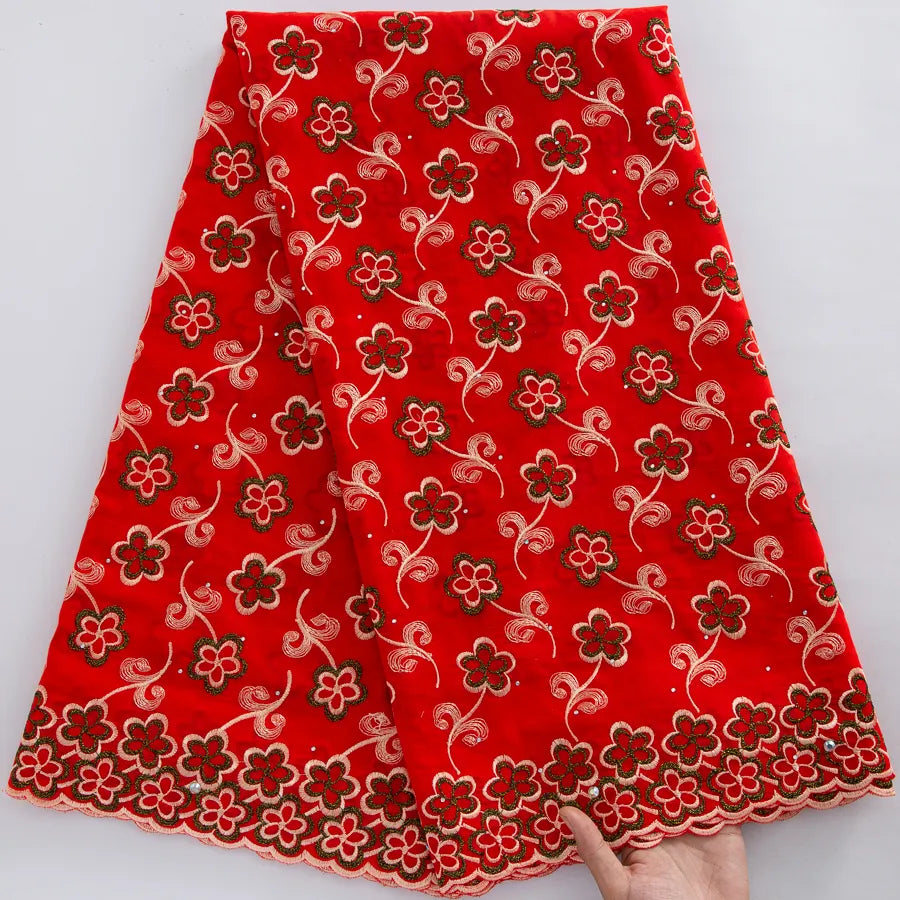 [codex-media-7] Swiss Voile Lace Fabric with Rhinestones | 5 Yards/pc African Cotton Lace Fabric image 8