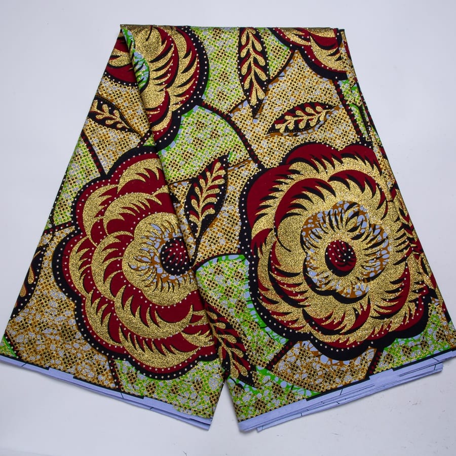 [codex-media-6] 6 Yards African Wax Print Fabric with Rhinestones, Double-Sided Design Material for Sewing Crafting Party & Wedding Dress image 7