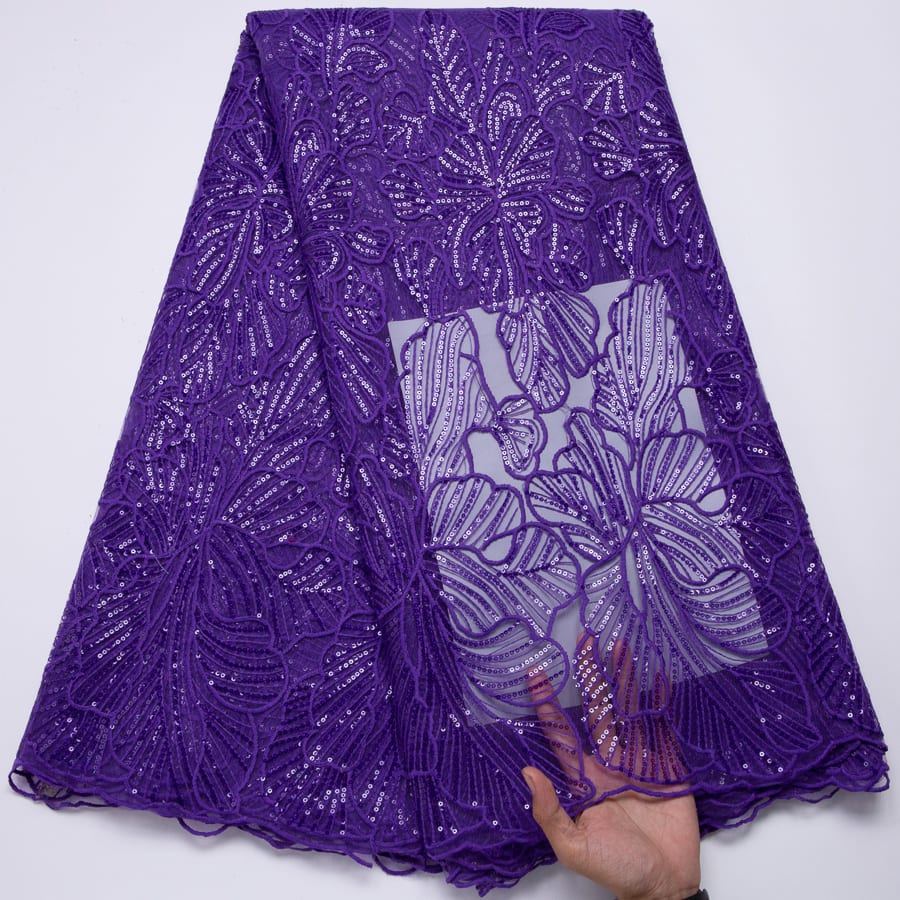 [codex-media-5] African Mesh Lace Fabric, French Net Lace Fabric with Sequins for Sewing Wedding/Party/Prom Dresses image 6