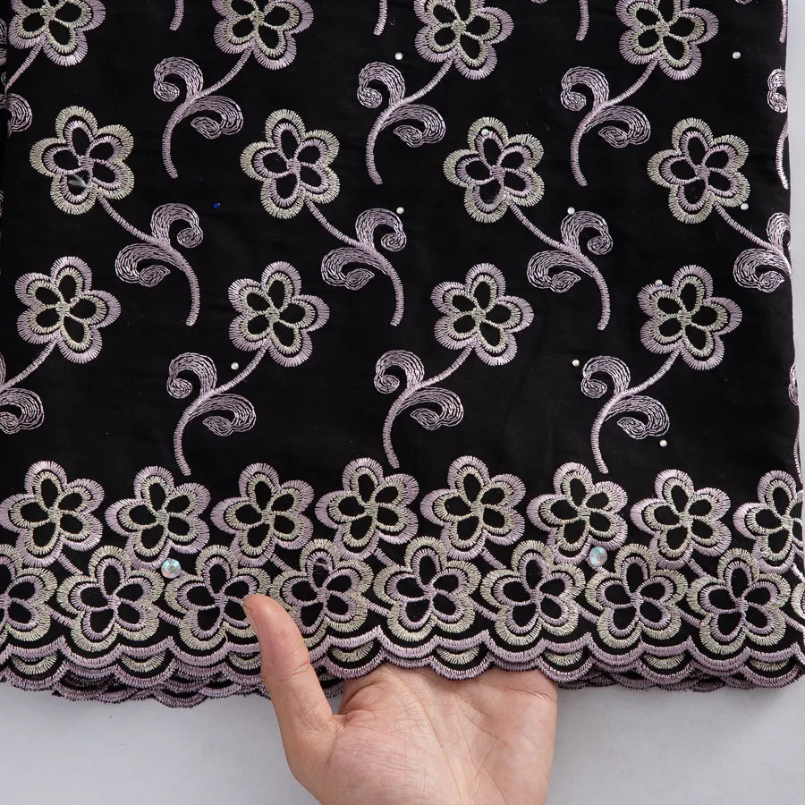 [codex-media-16] Swiss Voile Lace Fabric with Rhinestones | 5 Yards/pc African Cotton Lace Fabric image 17