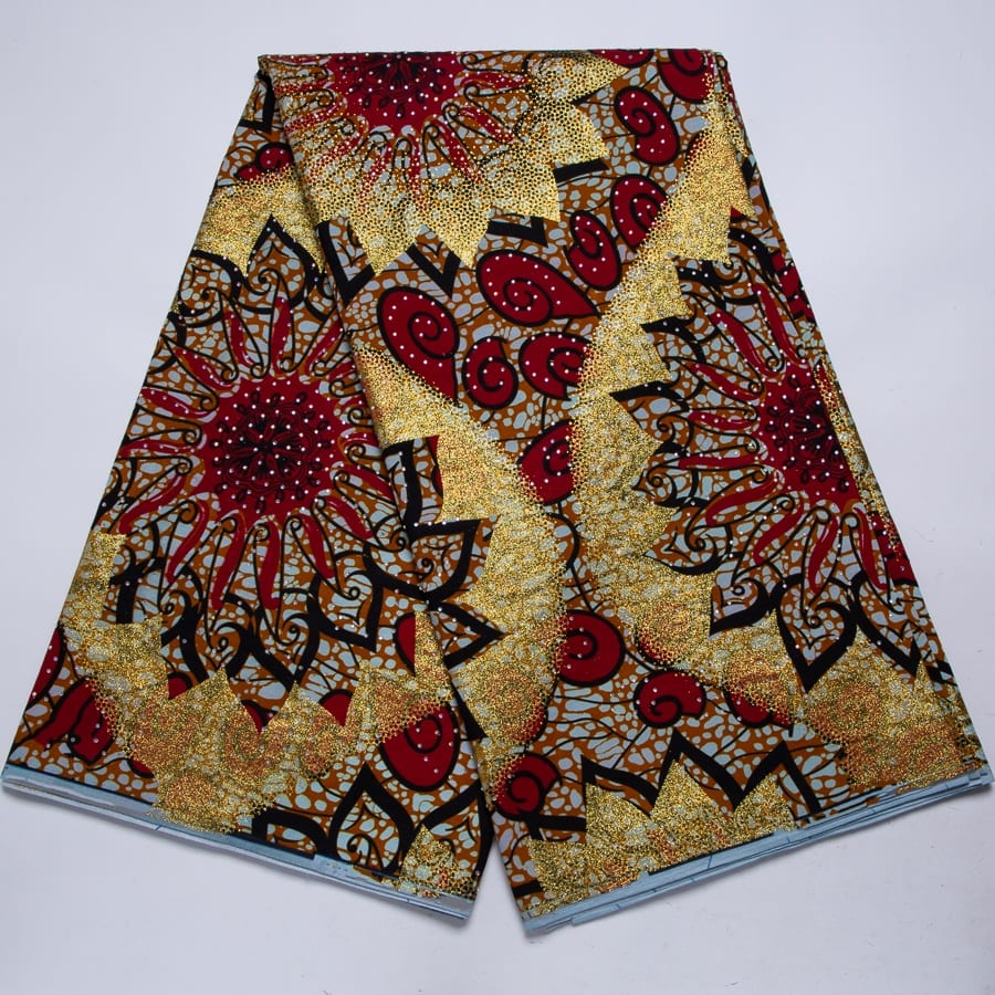 [codex-media-2] 6 Yards African Wax Print Fabric with Rhinestones, Double-Sided Design Material for Sewing Crafting Party & Wedding Dress image 3