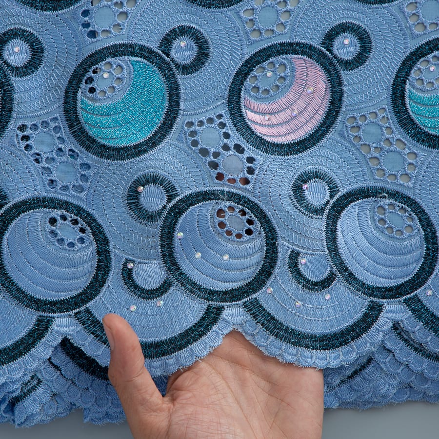 [codex-media-13] Swiss Voile Lace Fabric with Rhinestones | 5 Yards/pc African Cotton Lace Fabric image 14