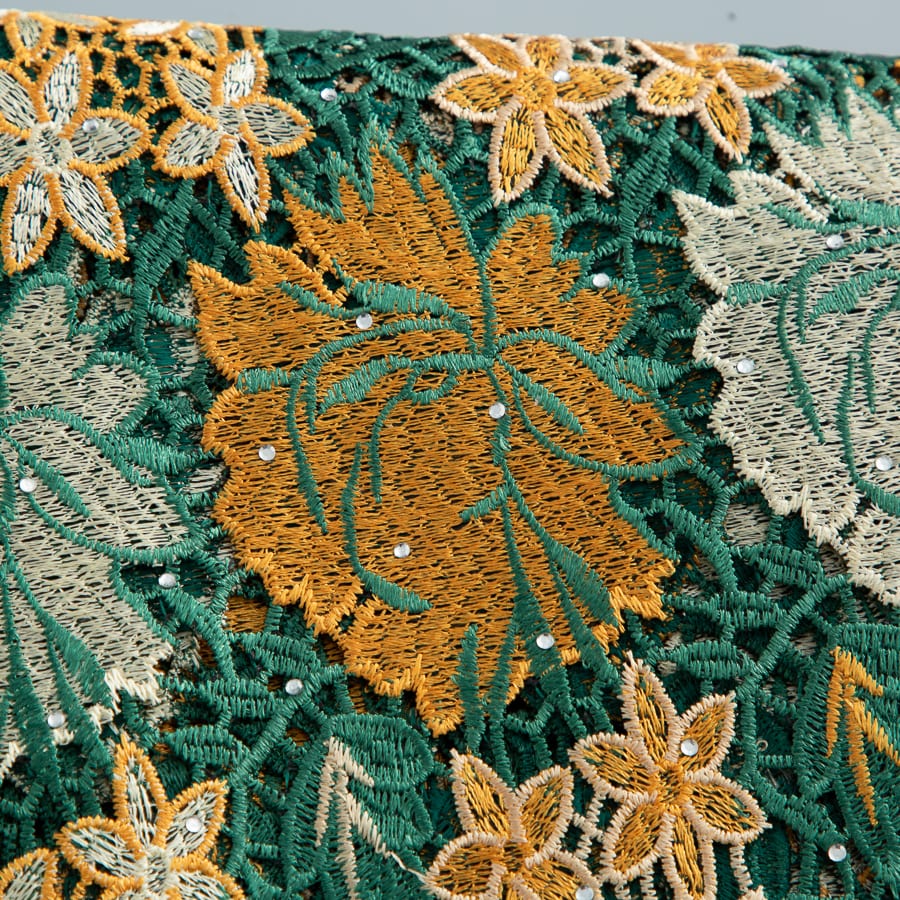 [codex-media-2] Guipure Cord Lace Fabric with Rhinestones | 5 Yards/pc Nigerian Water Soluble Lace Fabric image 3