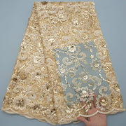 [codex-media-2] French Mesh Lace Fabric, African Net Lace Fabric with Sequins for Sewing Wedding/Party/Prom Dresses image 3