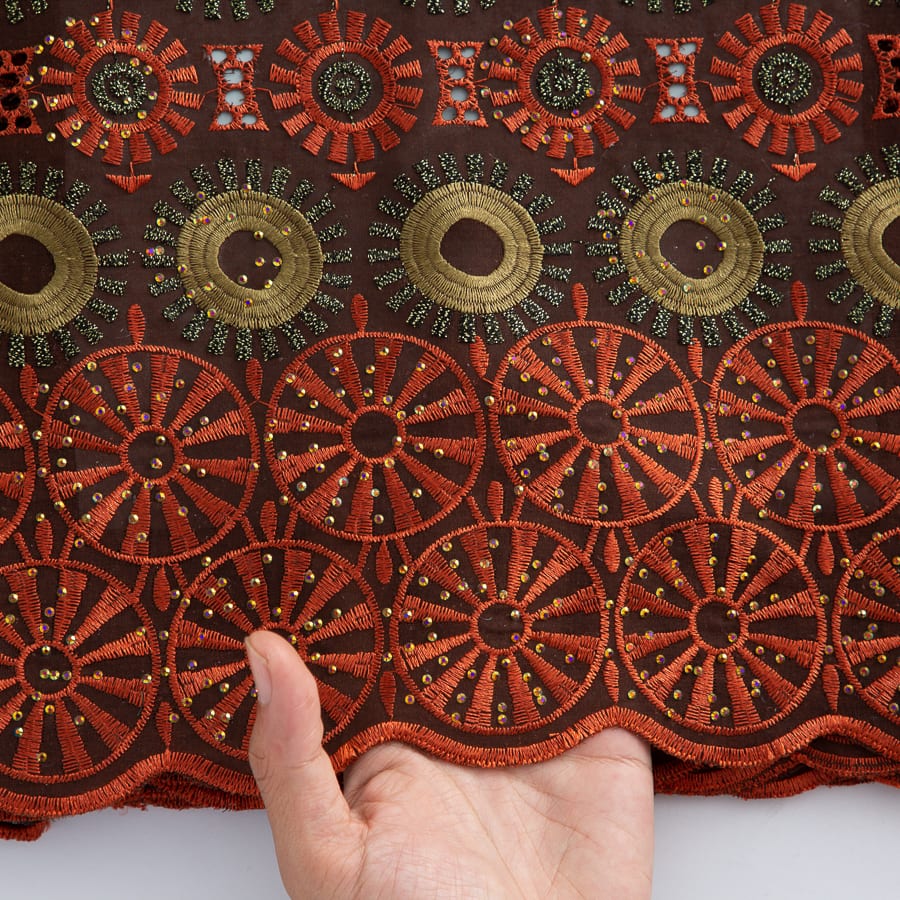 [codex-media-8] Swiss Voile Lace Fabric with Rhinestones | 5 Yards/pc African Cotton Lace Fabric image 9