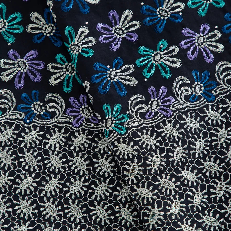 [codex-media-13] Swiss Voile Lace Fabric with Rhinestones | 5 Yards/pc African Cotton Lace Fabric image 14