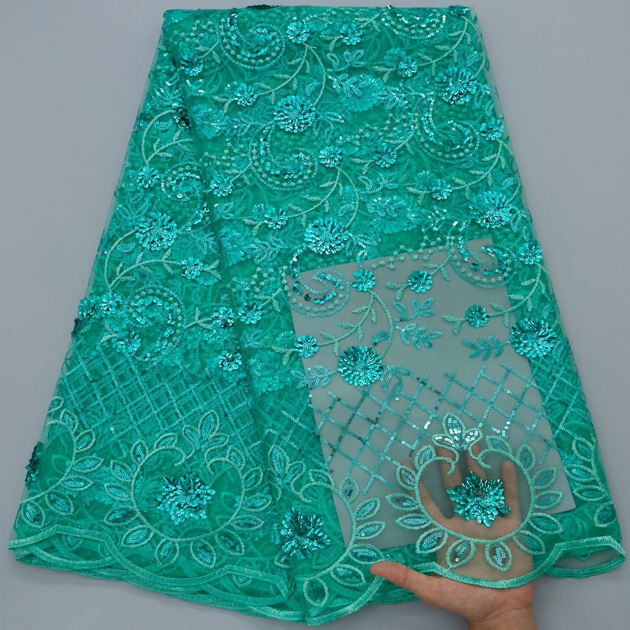 [codex-media-6] African Mesh Lace Fabric, French Net Lace Fabric with Sequins for Sewing Wedding/Party/Prom Dresses image 7