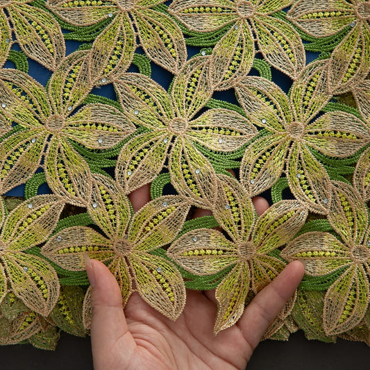 [codex-media-1] African Guipure Cord Lace Fabric with Rhinestones image 2