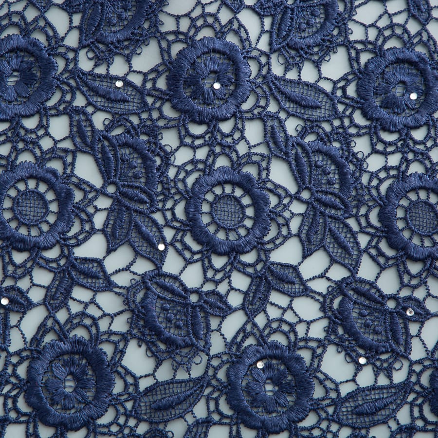 [codex-media-0] African Guipure Cord Lace Fabric with Sequins, Nigerian Water Soluble Lace Fabric for Sewing Wedding/Party/Prom Dresses image 1