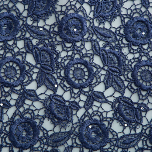 [codex-media-0] African Guipure Cord Lace Fabric with Sequins, Nigerian Water Soluble Lace Fabric for Sewing Wedding/Party/Prom Dresses image 1